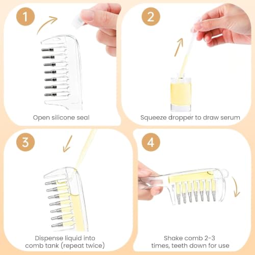 Image of AVNISH Hair Oil Applicator Comb, Clear Refillable Oil, Serum Liquid Dispenser & Scalp Massager with Roller Ball Tips Storage Base, Even Oil Distribution Tool for All Hair Root Types & Growth Routine