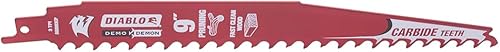 Miniatura 8 de Diablo Demo Demon DS0903CP10 - Hojas de sierra recíproca con punta de carburo para podar y limpiar madera, diseño de dientes de carburo, 9 pulgadas