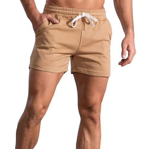 Shorts deportivos casual de algodón para hombre miniatura 1