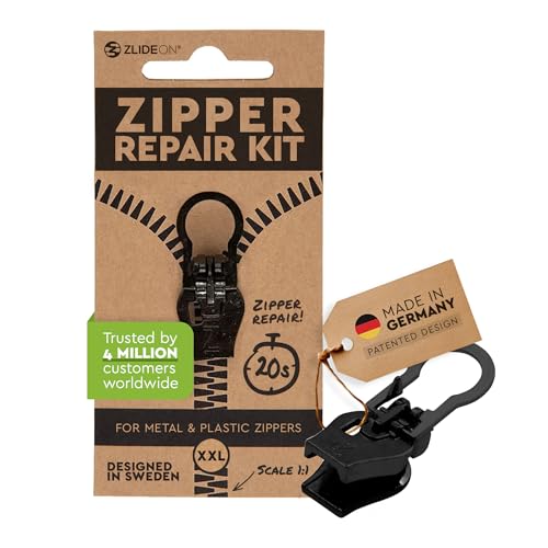 Image of ZlideOn Zipper Pull Replacement - 1pcs, Black (XXL) - Instant Zippers Replacement Slider for Metal & Plastic Zipper
