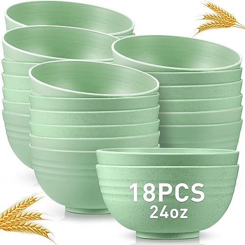 Geosar 18 Pcs Unbreakable Cereal Bowls 24 Oz Microwave and