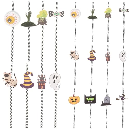 Hemobllo Pitillos de Papel Halloween Pumpkin 24 piezas miniatura 1