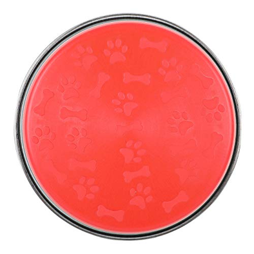 Image of Home Bargains Stainless Steel Water & Food Feeding Pet Bowl with 100% Silicon Bonded Rubber Base | Bowl for Dogs and Cats, Red