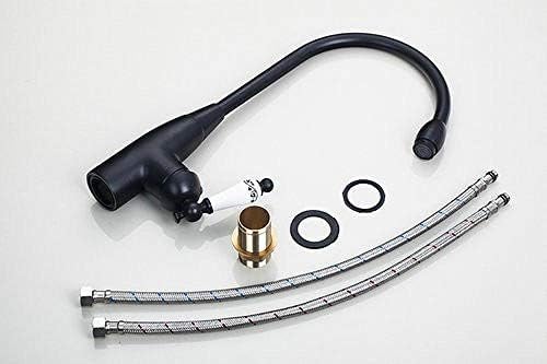 Robinet de lavabo pivotant 360 noir et mitigeur de vasque rétro - 6