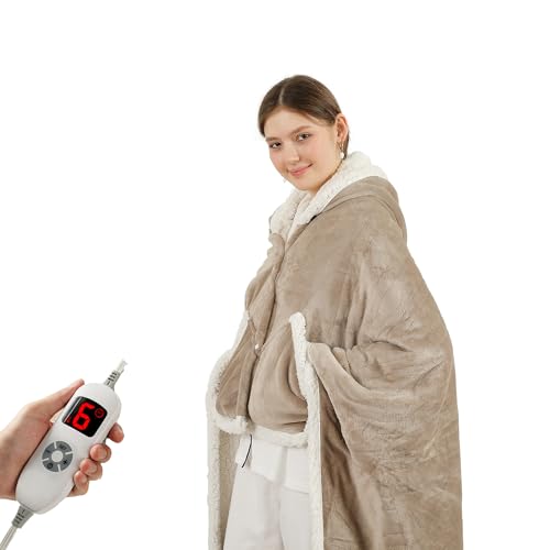 COZYTY Heated Shawl Electric Throw Blanket, Heated Wrap with Pockets,