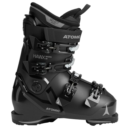 ATOMIC HAWX Magna 80 Skischuhe in Schwarz/Anthrazit - Größe 46.5/47 - Breite Ski-Boots mit 102 mm Passform & 80er-Flex - Hochwertige Ski-Schuhe mit Prolite-Konstruktion
