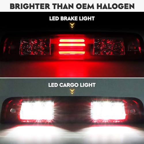 LED Tail Lights Pair + 3rd Third Brake Cargo Lamp Assembly Fit for Dodge Ram 1500 2009-2010, 2500 3500 2010, for Ram 1500 2500 3500 2011-2018 (Only Fit Factory Halogen Version and 921 Reverse Bulb) by Cenfeild - Image 6