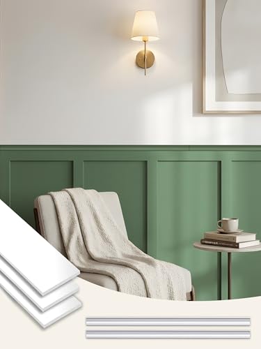 Upick Wall Panels Board and Batten Kit Paintable PS Wainscoting Paneling for Accent Wall 94 x 54