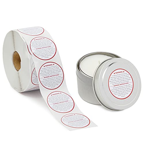 Safety Labels for Candles, Roll of Stickers for Candle Packaging Supplies (1.5 in, 1000 Pieces)
