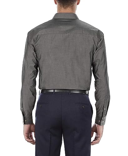 Image of Kenneth Cole REACTION Unlisted Men's Slim Fit Solid Cotton Spread Collar Full Sleeves Formal Dress Shirt