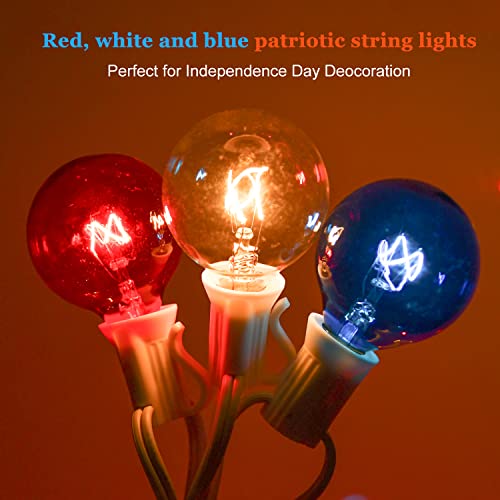 Goothy G40 Red White And Blue Light Bulbs(2 Spare), Independence Day Lights For Patriotic Party Garden Festival Decor- White thumb #2