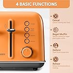 BUYDEEM DT640 4-Slice Toaster, Extra Wide Slots, Retro Stainless Steel with High Lift Lever, Bagel and Muffin Function, Removal Crumb Tray, 7-Shade Settings,Orange - Image 2