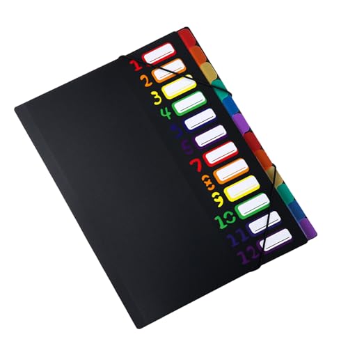 Montesy (モンテシー) 明るいカラーコード用紙 拡張可能なファイルオーガナイザー 12コンパートメント ゴム留めバンド 防水 学校事務用品