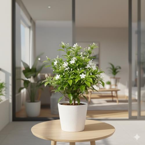 Image of Madhukamini Live Plant (Murraya Paniculata) with Pot | Orange Jasmine Highly Fragrant Evergreen Flowering Plant | Indoor & Outdoor Home Garden Decor | Air Purifying Ornamental Plant