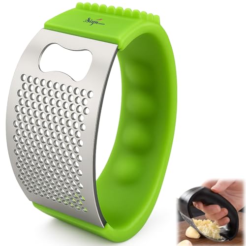 Image of Signamio Garlic Peeler Tool - Versatile Garlic Crusher Mini Hand Press Chopper for Effortless Garlic Preparation, Durable and Easy to Clean Kitchen Essential - Green