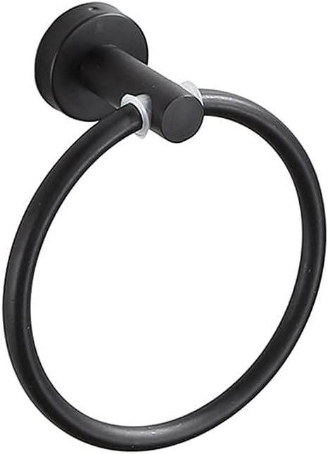 Towel Ring Black Silver Design Simple Stainless Steel Bathroom Round Towel Ring Wall Hanging Ring Bath Towel Rack-C1 Resistant to Daily Scratches and Corrosion (C1)