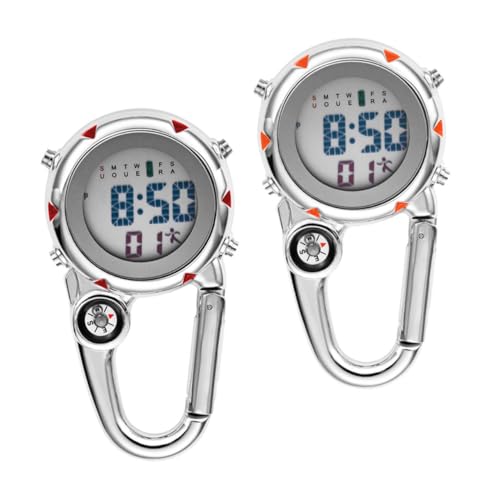 Montre de poche en métal inox Cabilock avec fonction lumineuse et mousqueton x2