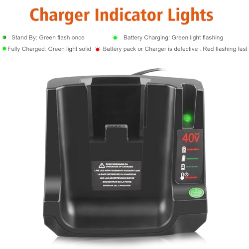 40V Lithium Battery Replacement for Black and Decker, 3000mAh Battery and Charger Combo Compatible with Black & Decker 40 Volt Max Battery LBX2040 LBXR2036 LBXR36 LBX1540 LBX2540 Cordless Power+ Tools - Thumbnail 5