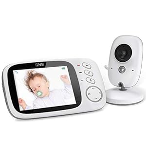 GHB Vigilabebés Inalambrico Bebé Monitor Inteligente con LCD 3.2 Pulgadas y Cámara Visión Nocturna