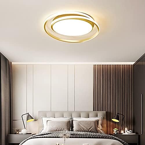 Generic Ceiling Chandelier Lamp, Modern Golden Round LED Chandelier for Bedroom Living Room Kitchen Simple Ceiling Study Indoor Decorative Ceiling Lighting Chandelier (Noir D45cm / Warm wh photo 2