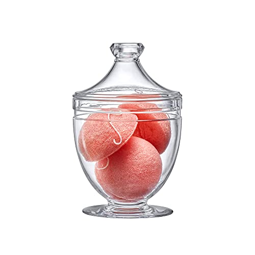 Amazing Abby - Anna - Acryl-Badezimmer-Behälter (973 ml), Kunststoff-Apotheker-Glas für Schminktisch, Watteball-Halter, BPA-frei und bruchsicher, ideal für Wattebällchen, Wattestäbchen und mehr Cover