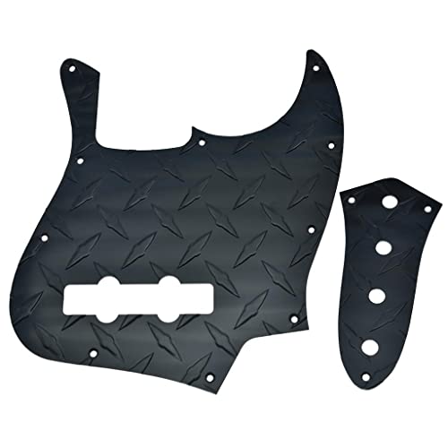 fender bass pickguard - Dopro Diamond Plate 10-Hole 4 String Jazz Bass Pickguard Aluminum Diamond Plate J Bass JB Control Plate and Screws for American/Mexican FD Jazz Bass Black