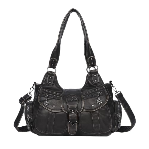 Angel Kiss Sac à Main Femme Souple Cuir PU Sac à Bandoulière Vintage Cabas Hobo Sac Fourre Multi-Poches élégant et spacieux pour Quotidien Travail Shopping et Voyage，Bronze