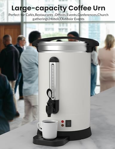 Image of 12 L /80 Cups Commercial Coffee Urn, Double Wall Commerical Coffee Maker with Cool-Touch Handles,Large Electric Percolate Coffee Maker Hot Water Urn for Buffet Catering Wedding Gathering