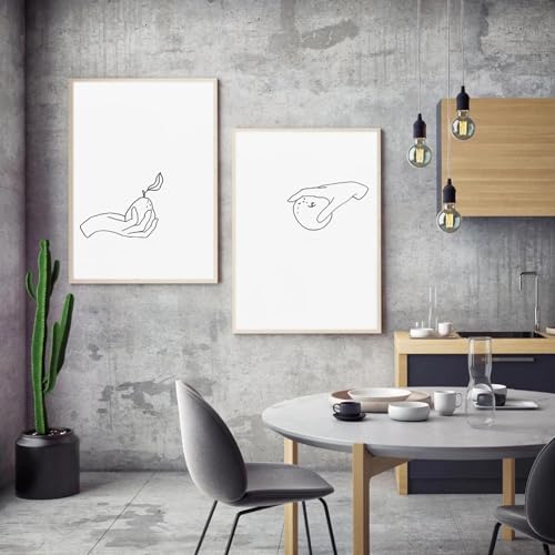 Affiche noir et blanc poire de cuisine minimaliste KEBIA impression toile murale 80x110 cm