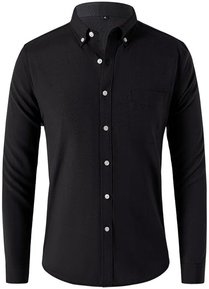 LUORUAN Men's Solid Oxford Shirt Long Sleeve Button Down Shirts