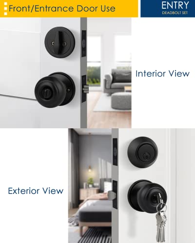 Home Improvement Direct 6 Pack Keyed Alike Entry Door Knobs And Single Cylinder Deadbolt Lock Combo Set Security For Entrance And Front Door With Classic Matte Black Finish #TOP3