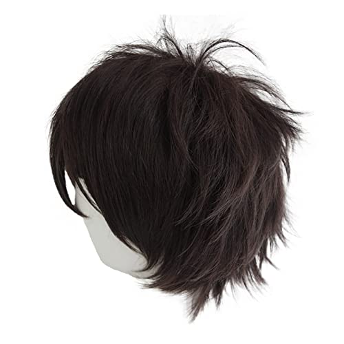 Gairyan Short Brown Wig Cosplay Wig Unisex Anime Cosplay Wigs Women/Men Straight Fluffy Wig Costume Theme Party Fancy Dress Wigs Halloween Wig Comic-Con Costumes Accessories - Image 3