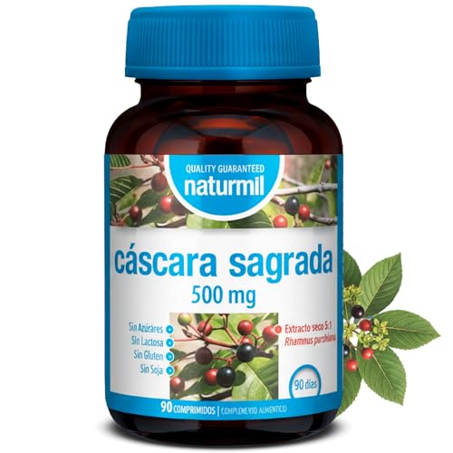 Cáscara Sagrada 500 mg Natural - Apoyo al Tránsito Intestinal y Bienestar Digestivo - Extracto 5:1 Rhamnus purshiana - 90 Comprimidos Veganos - DietMed - Naturmil