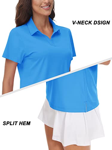 Image of TACVASEN Women's V-Neck Polo Shirts UPF 50+ Short Sleeve Sun Protection Quick Dry Golf Polos Collared Shirt
