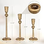 Antique Brass Iron Taper Candle Holder - Set of 3 Decorative Candle Stand, Candlestick Holder for Wedding, Dinning, Party - Image 2