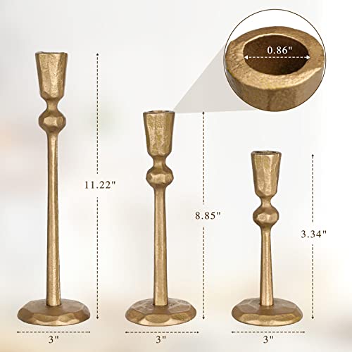 Antique Brass Iron Taper Candle Holder - Set of 3 Decorative Candle Stand, Candlestick Holder for Wedding, Dinning, Party by SUJUN - Image 2