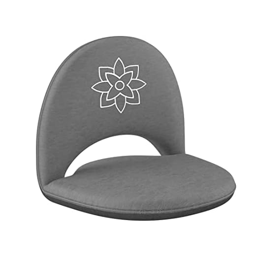 Mindful & Modern Meditation Chair | Adjustable Floor Chair with Back Support | Padded Floor Seat for Posture Support and Comfort | Portable Folds Flat for Storage | Indoor/Outdoor Use | Slate Grey