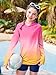 BesserBay UV Protection Girls Swim Shirt Boys Rashguard Hooded Surfing Top Thumb Holes Water Tee Ombre Pink 11-12 Years