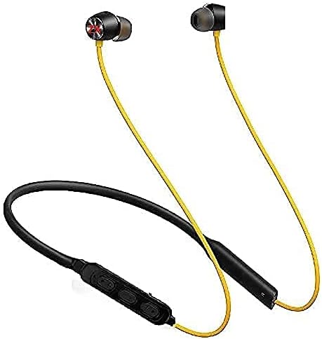 Onumtz Latest Bluetooth Wireless In Ear Magnetic Earphones With Mic With Best W1 Headphones Chip, Class 1 Bluetooth, 12 Hours Of Listening Time (Black And Yellow)