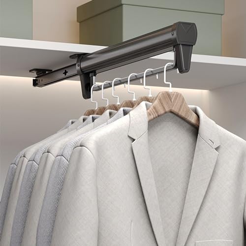 Rail coulissant pour garde-robe et dressing portant rétractable 25 kg