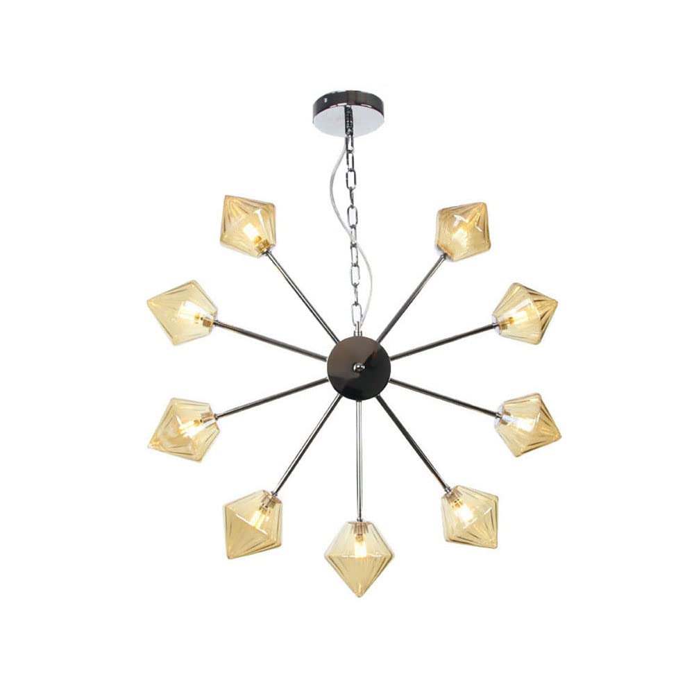 FYZDLAOR Chrome Color Retro Chandelier,Decorative Pendant Light for Living Room Bedroom Cafe Teahouse Bar Dining Room Club（with G4 Bulb）