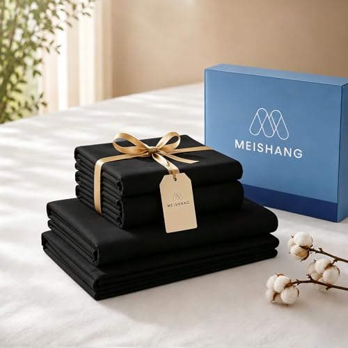 Image of MEISHANG 1000TC Egyptian Cotton Sheets King, 16 inch Deep Pocket | 1000TC Egyptian Cotton Sheets, Sateen Weave, Ultra Soft & Breathable, OEKO-TEX Certified