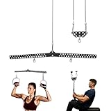 wantiekid Multi-Grip LAT Pull Down Bar Hardened Powder-Coated Finish, 360° Rotating Stainless Steel Adapter, Neutral & Wide Grip Spreader Bar for Pulley System Gym & Cable Machines (38“&6”