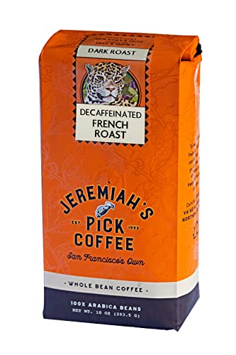 Jeremiah's Pick Coffee French Roast Decaf Whole Bean Coffee, 10-Ounce Bags (Pack of 3)