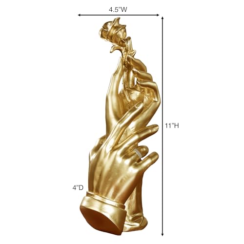 Escultura Moderna de Pareja con Rosa Dorada para Decoración miniatura 3