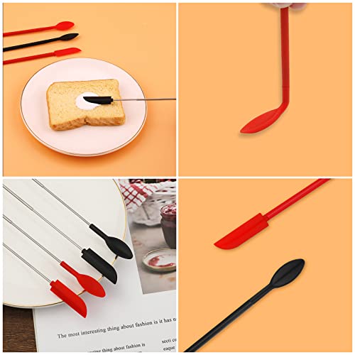 6Pcs Telescoping Spatula And Spoon, Silicone Mini Spatula Silicone For Cosmetics Retractable Thin Jar Scraper Multifunctional Small Spatula For Makeup Kitchen Food Can (Pink, Black, Red) #TOP4