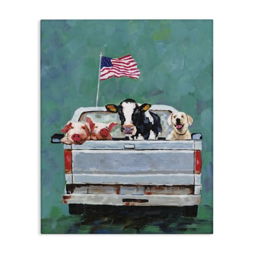 Stupell Industries Farm Animals Pickup Truck, 16 x 20 Inch Canvas Wall Art