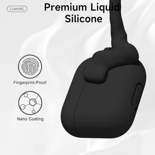 Image of Meyaar for Apple AirPods Pro 3 Case Cover with Keychain, Soft Skin Silicone Case Cover, Full Protective Case Cover Compatible with AirPods Pro (3rd Generation) Case 2025 (Black)