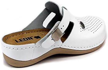 LEON 900 Leather Slip-on Womens Ladies Mule Clogs Slippers Shoes, White, 41 EU (10.5 M US Women) | Image 3