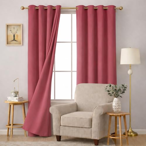 Image of STITCHNEST 'Solis Series' Premium Satin Room Darkening Curtains 7 Feet Long Set of 1 | Door Curtain 7 x 4 Feet | Blocks 70-80% Light | Ideal for Bedroom, Living Room & Home Decor